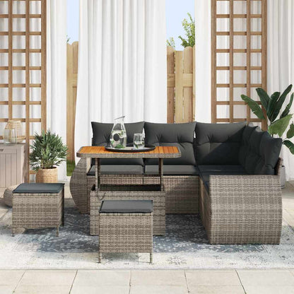 Set Divano da Giardino 8 pcs Grigio polyrattan - homemem39