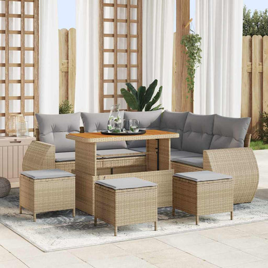Set Divano da Giardino 9 pcs Beige polyrattan - homemem39