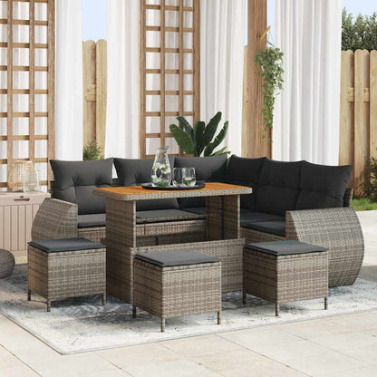 Set Divano da Giardino 9 pcs Grigio polyrattan - homemem39