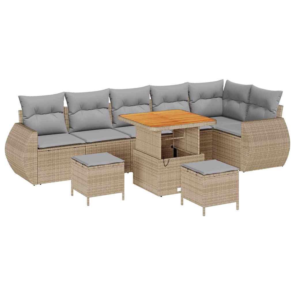 Set Divano da Giardino 9 pcs Beige polyrattan - homemem39