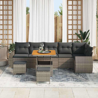 Set Divano da Giardino 9 pcs Grigio polyrattan | homemem39