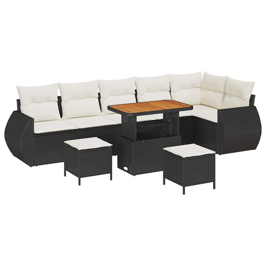 Set Divano da Giardino 9 pcs Nero polyrattan - homemem39