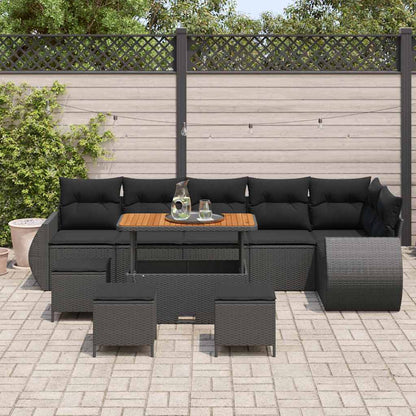Set Divano da Giardino 10 pcs Nero polyrattan