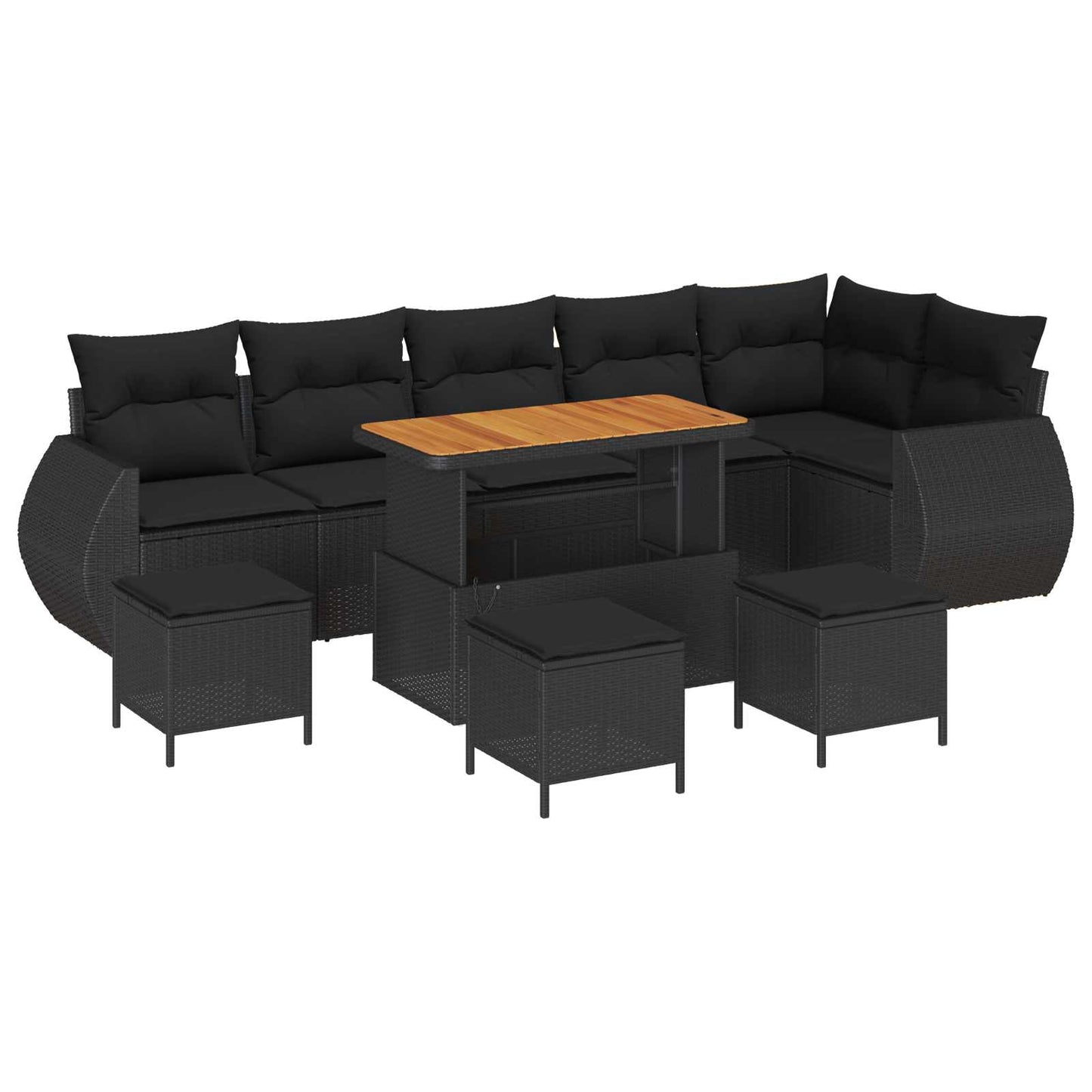 Set Divano da Giardino 10 pcs Nero polyrattan | homemem39