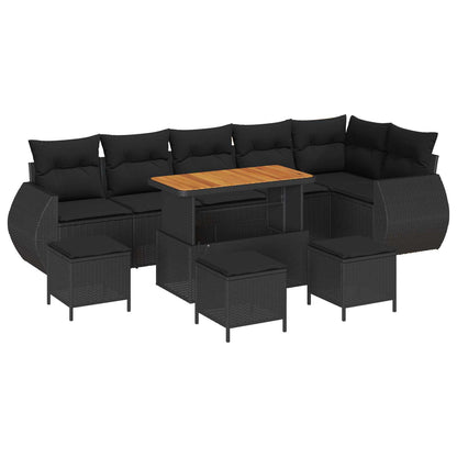 Set Divano da Giardino 10 pcs Nero polyrattan | homemem39