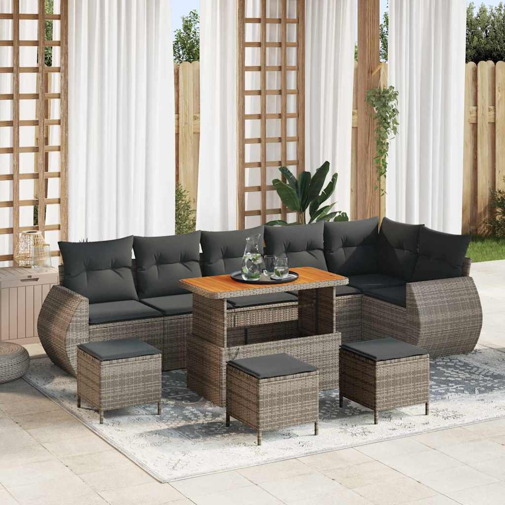 Set Divano da Giardino 10 pcs Grigio polyrattan - homemem39