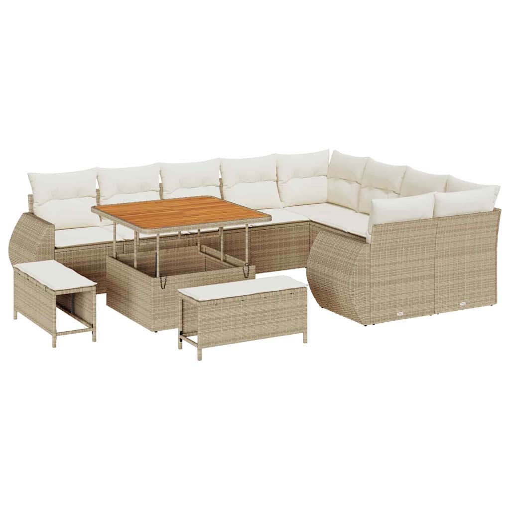 Set Divano da Giardino 12 pcs Beige polyrattan - homemem39