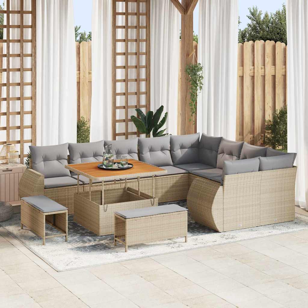 Set Divano da Giardino 12 pcs Beige polyrattan - homemem39