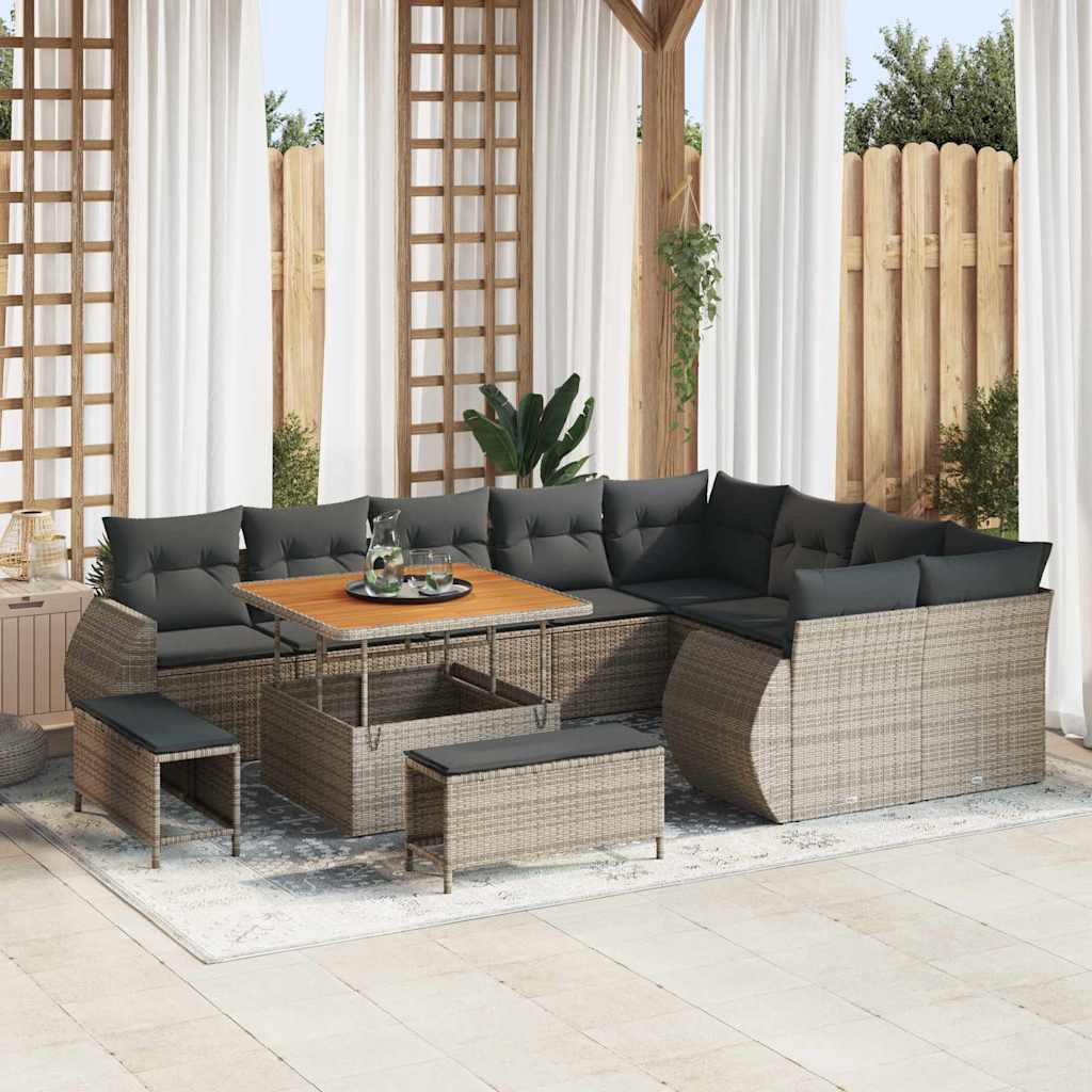 Set Divano da Giardino 12 pcs Grigio polyrattan - homemem39