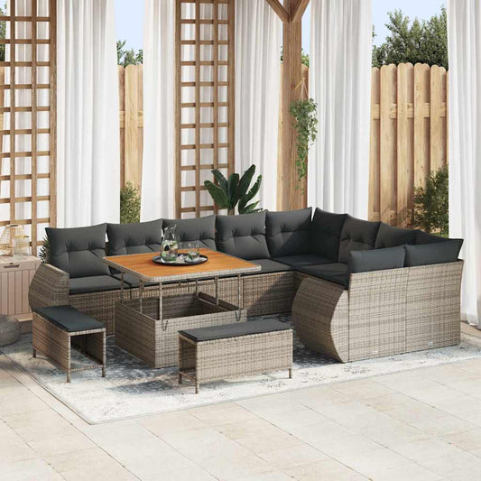 Set Divano da Giardino 12 pcs Grigio polyrattan - homemem39
