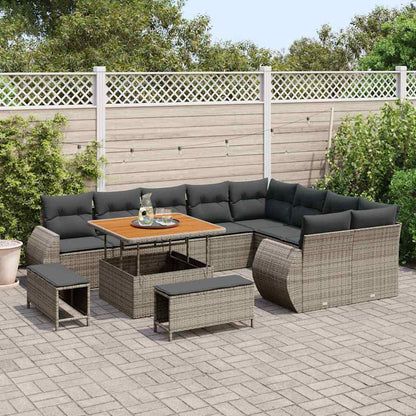 Set Divano da Giardino 12 pcs Grigio polyrattan - homemem39