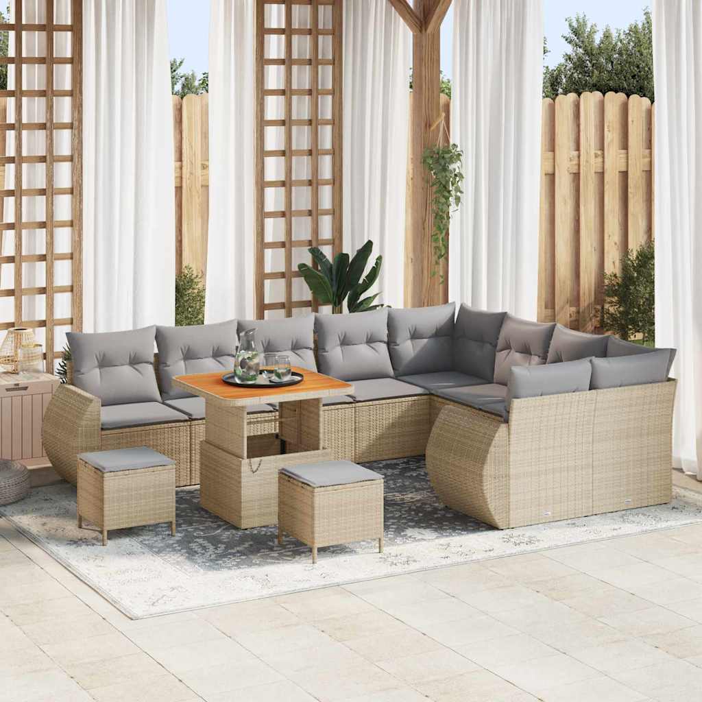Set Divano da Giardino 12 pcs Beige polyrattan - homemem39