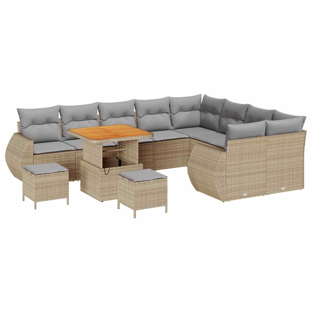 Set Divano da Giardino 12 pcs Beige polyrattan - homemem39