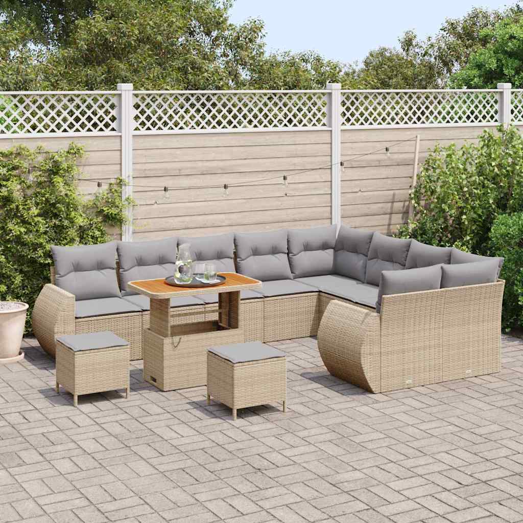 Set Divano da Giardino 12 pcs Beige polyrattan - homemem39