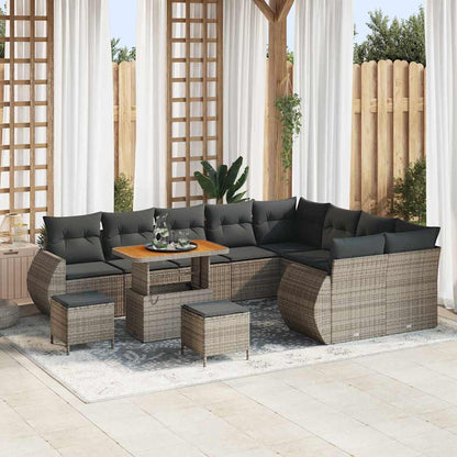 Set Divano da Giardino 12 pcs Grigio polyrattan - homemem39