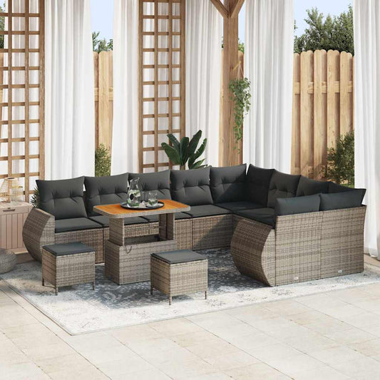 Set Divano da Giardino 12 pcs Grigio polyrattan