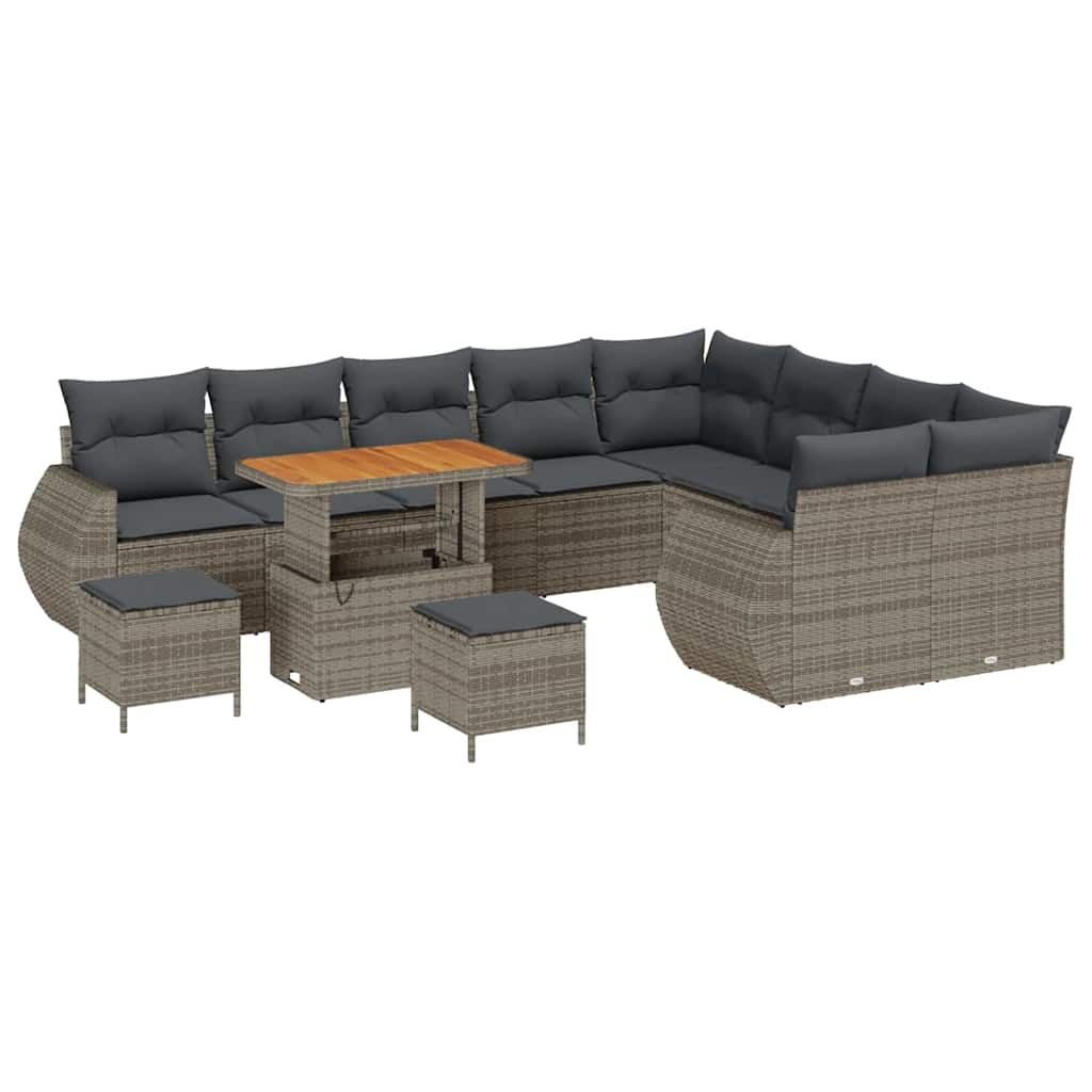 Set Divano da Giardino 12 pcs Grigio polyrattan - homemem39