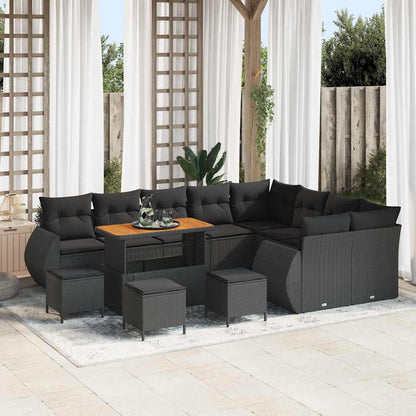 Set Divano da Giardino 13 pcs Nero polyrattan