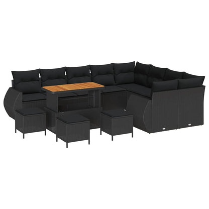 Set Divano da Giardino 13 pcs Nero polyrattan