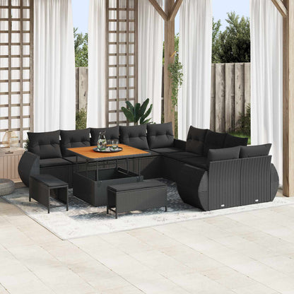 Set Divano da Giardino 13 pcs Nero polyrattan | homemem39