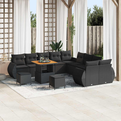 Set Divano da Giardino 13 pcs Nero polyrattan | homemem39