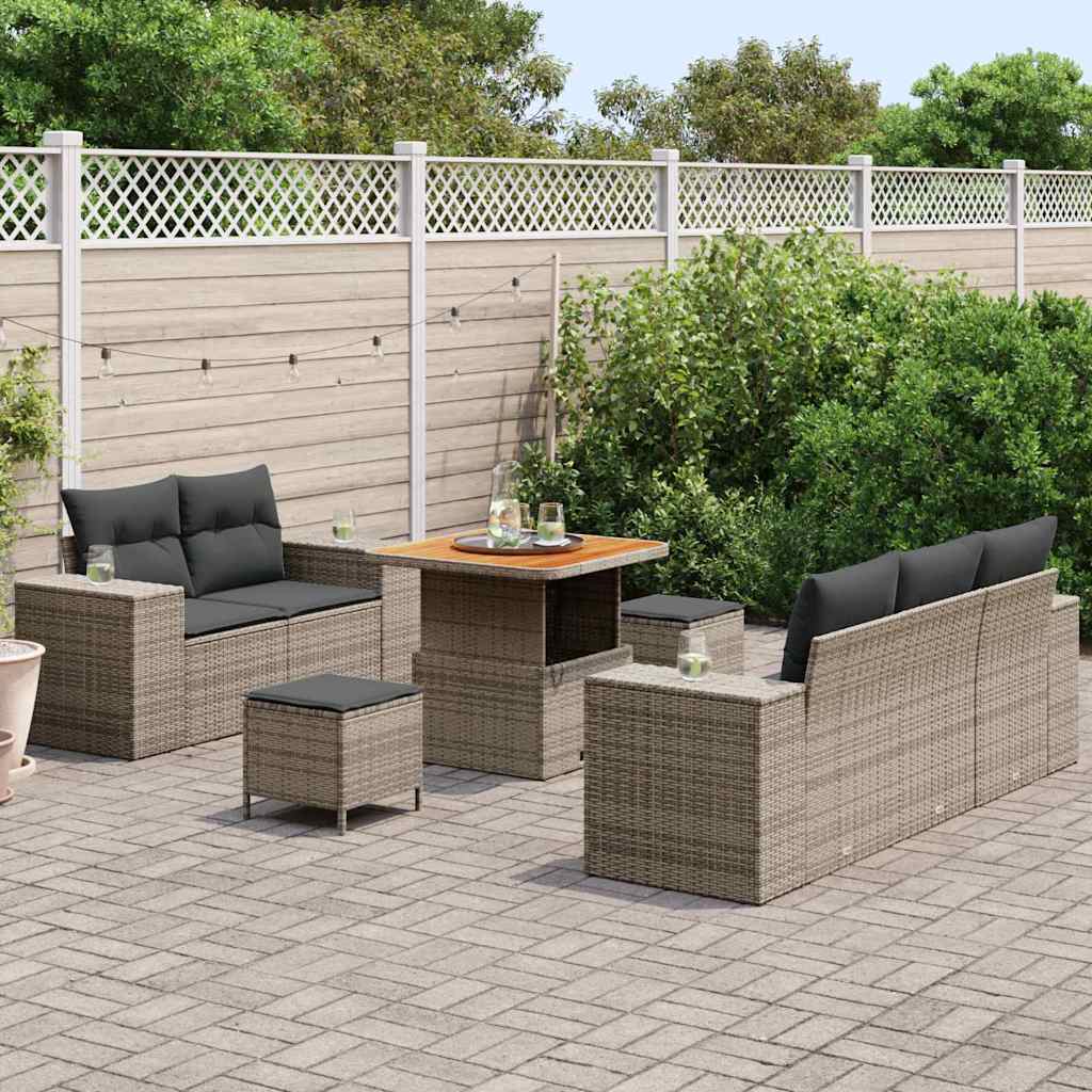 Set Divano da Giardino 8 pcs Grigio polyrattan | homemem39