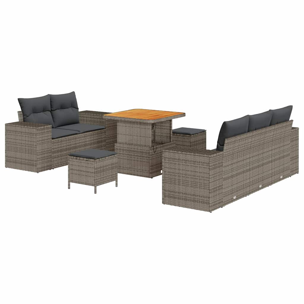 Set Divano da Giardino 8 pcs Grigio polyrattan | homemem39