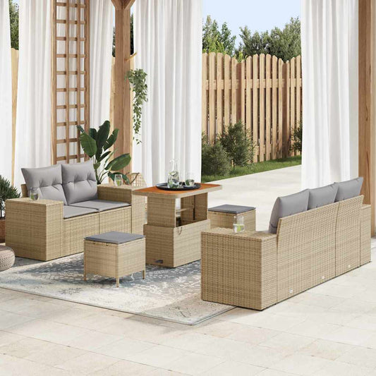 Set Divano da Giardino 8 pcs Beige polyrattan - homemem39