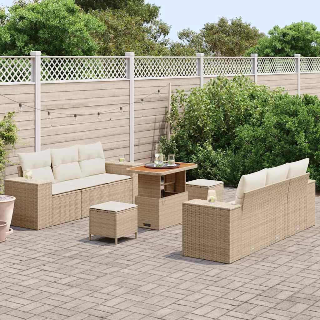 Set Divano da Giardino 9 pcs Beige Poly Rattan - homemem39