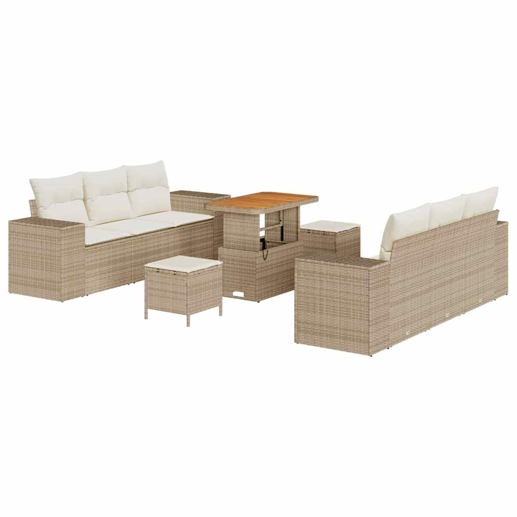 Set Divano da Giardino 9 pcs Beige Poly Rattan - homemem39