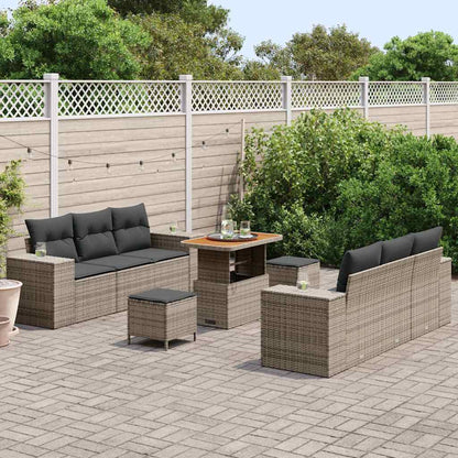 Set Divano da Giardino 9 pcs Grigio Poly Rattan - homemem39
