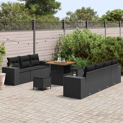 Set Divano da Giardino 10 pcs Nero polyrattan