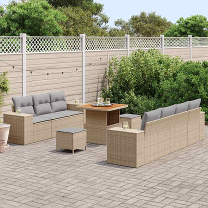 Set Divano da Giardino 10 pcs Beige polyrattan