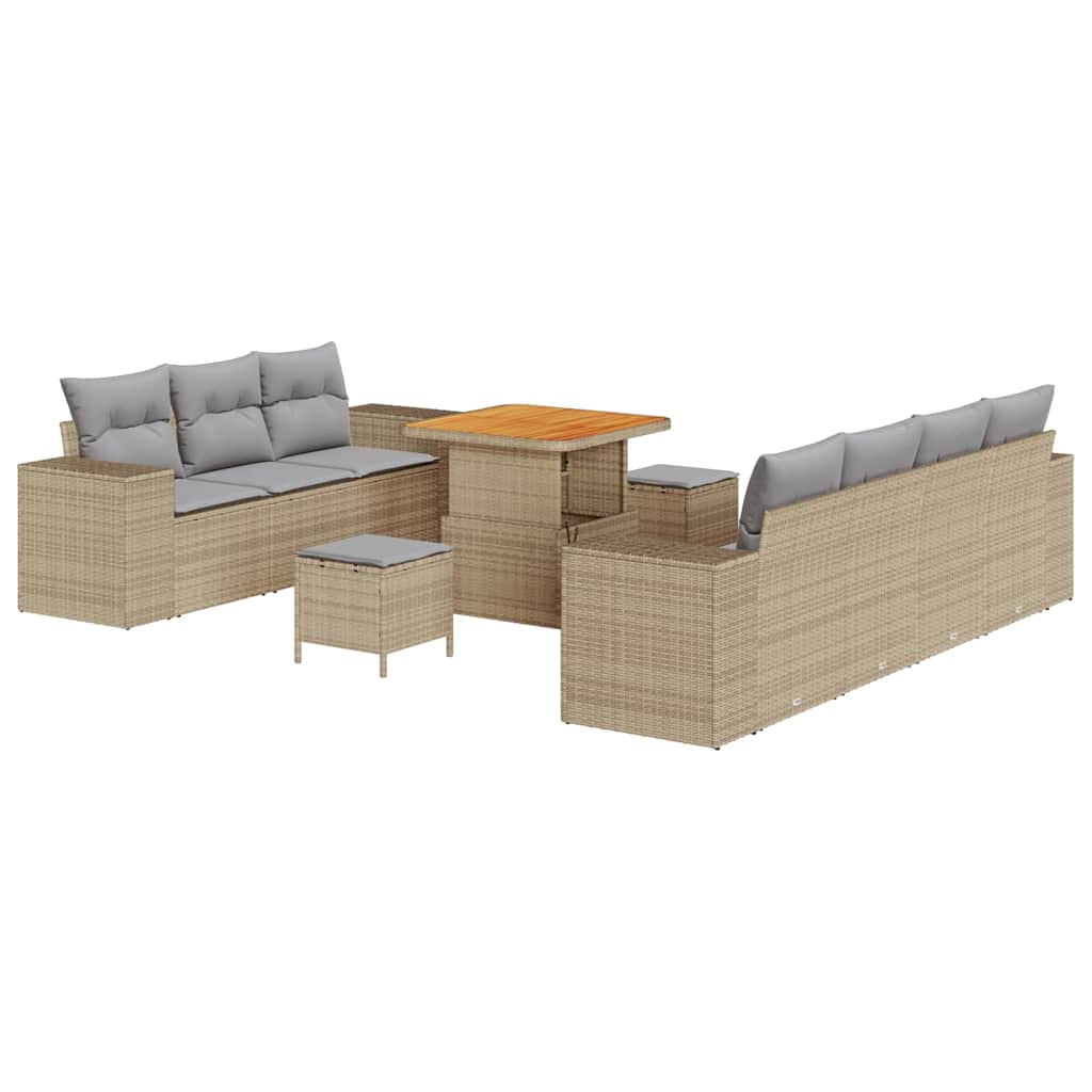 Set Divano da Giardino 10 pcs Beige polyrattan