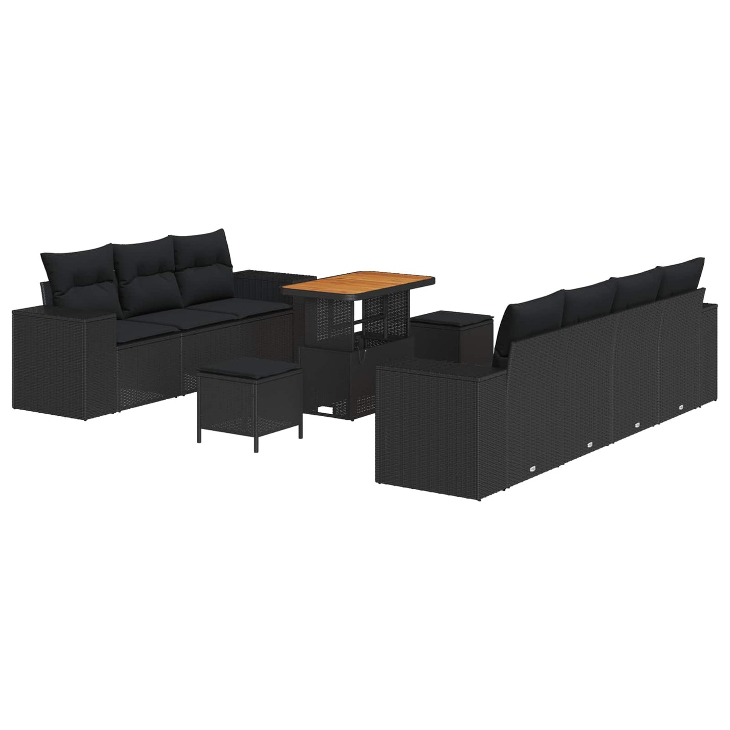 Set Divano da Giardino 10 pz Nero polyrattan | homemem39
