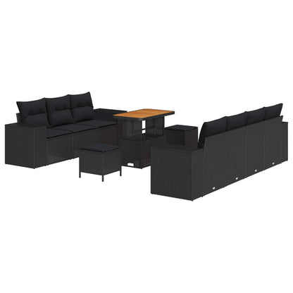 Set Divano da Giardino 10 pz Nero polyrattan | homemem39