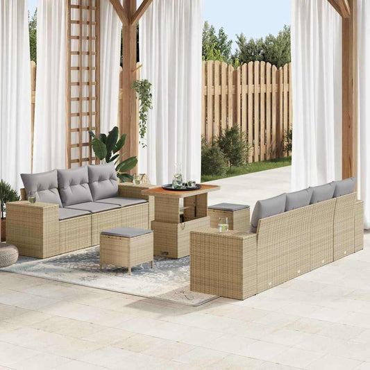 Set Divano da Giardino 10 pcs Beige polyrattan