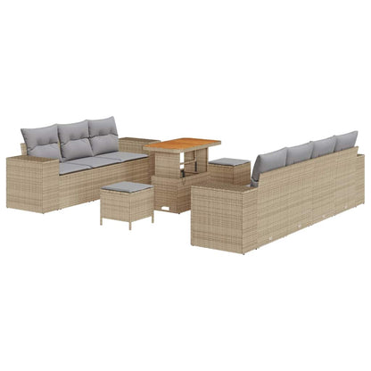 Set Divano da Giardino 10 pcs Beige polyrattan