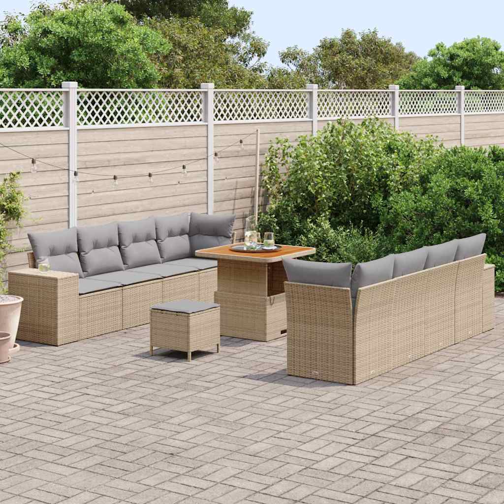 Set Divano da Giardino 11 pcs Beige polyrattan