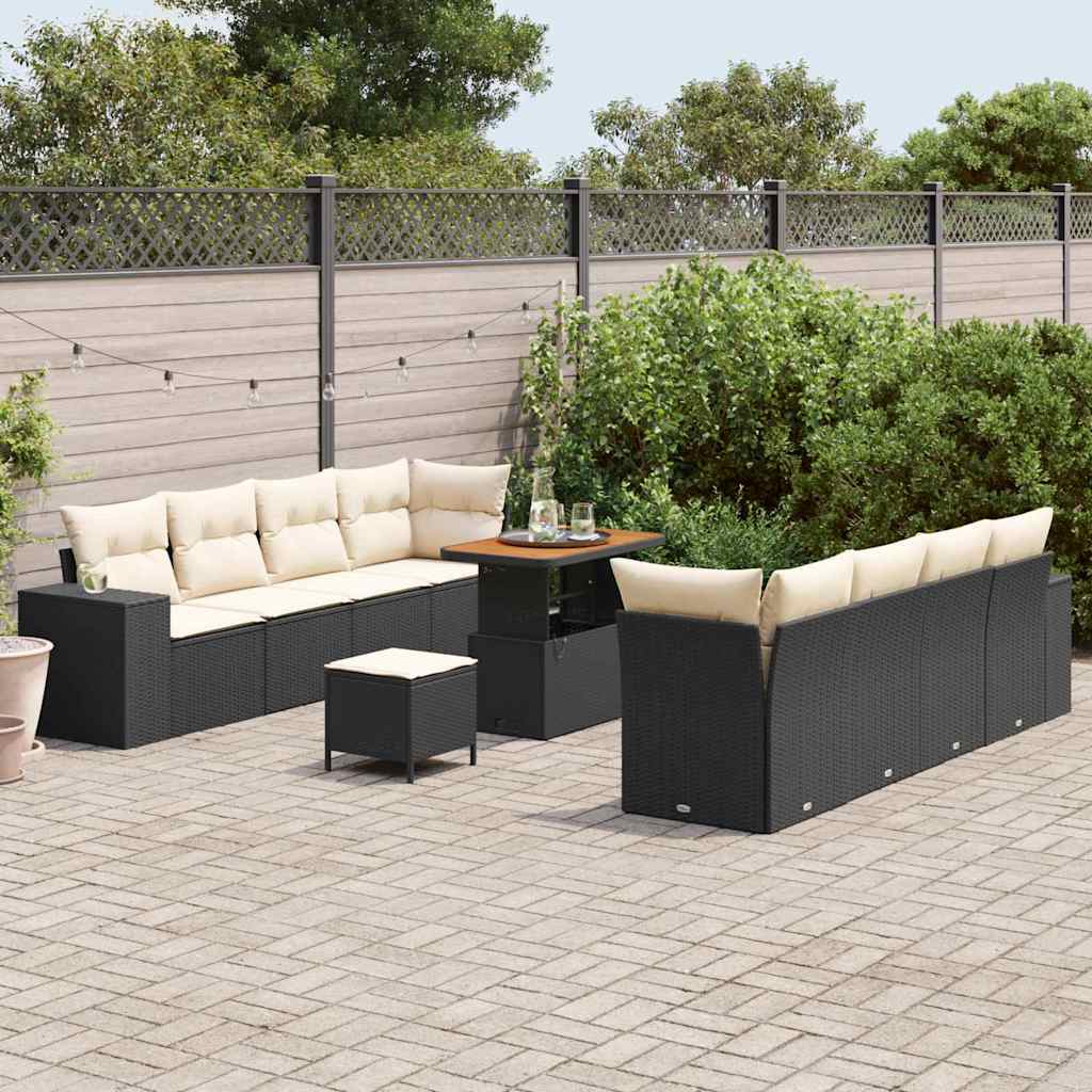 Set Divano da Giardino 11 pcs Nero polyrattan - homemem39