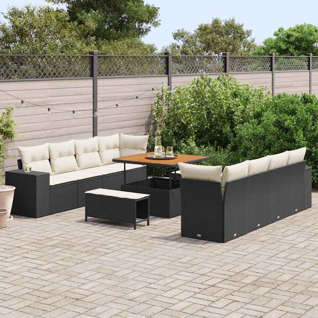 Set Divano da Giardino 11 pcs Nero polyrattan - homemem39