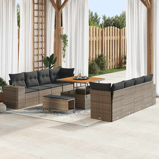 Set Divano da Giardino 11 pcs Grigio polyrattan