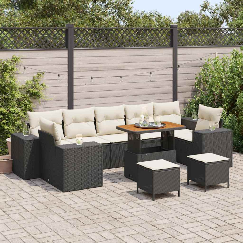 Set Divano da Giardino 10 pcs Nero polyrattan - homemem39