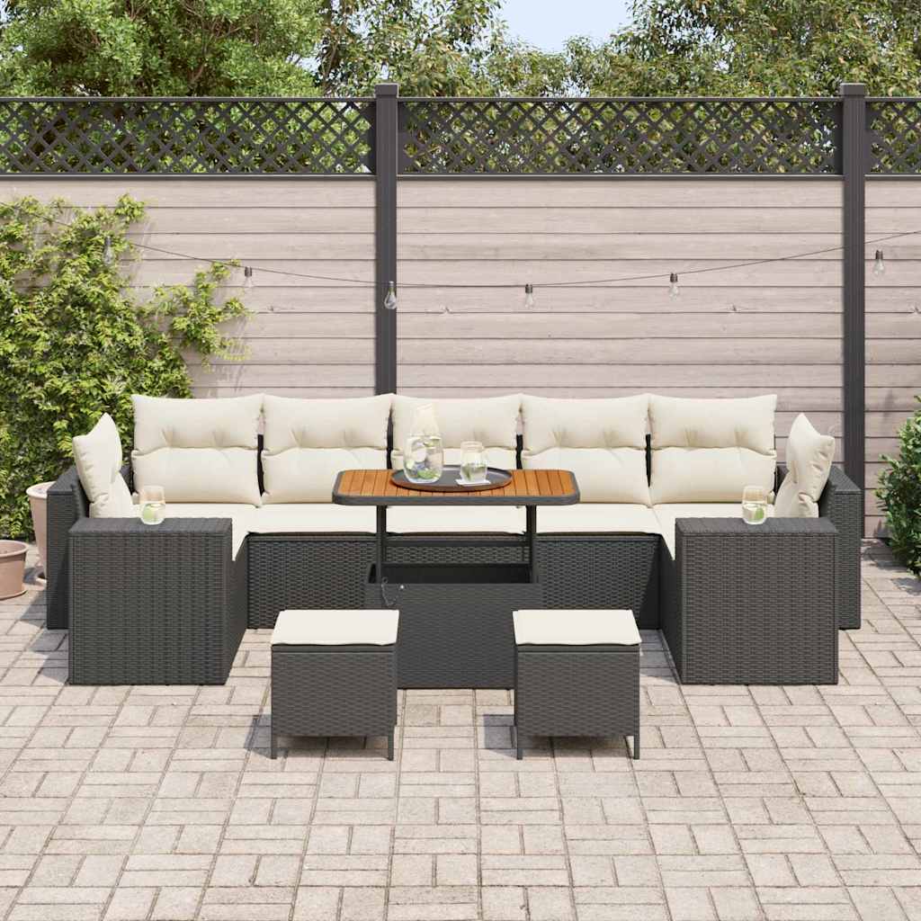 Set Divano da Giardino 10 pcs Nero polyrattan - homemem39