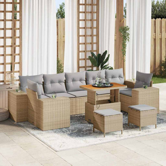 Set Divano da Giardino 10 pcs Beige polyrattan