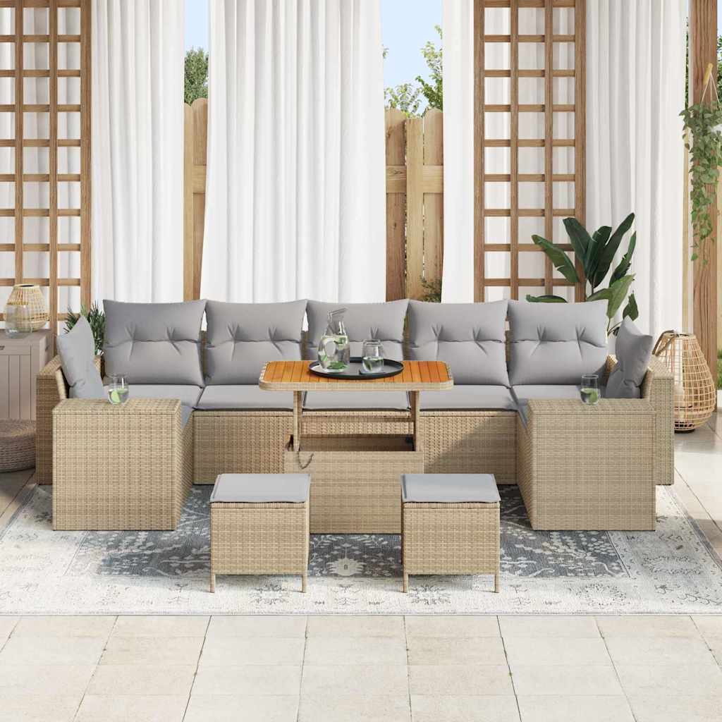 Set Divano da Giardino 10 pcs Beige polyrattan