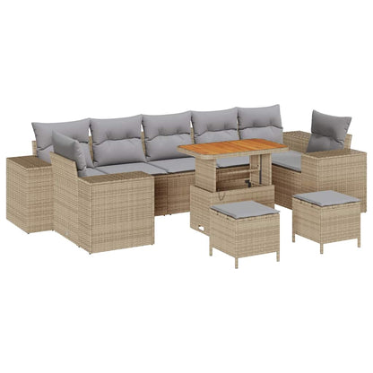 Set Divano da Giardino 10 pcs Beige polyrattan