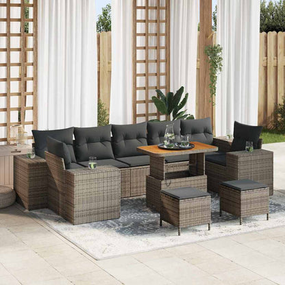 Set Divano da Giardino 10 pcs Grigio polyrattan - homemem39