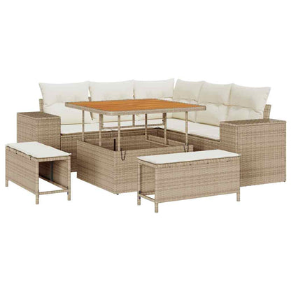 Set Divano da Giardino 8 pcs Beige polyrattan