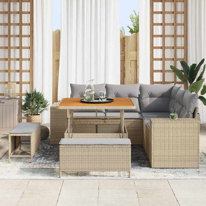 Set Divano da Giardino 8 pcs Beige polyrattan